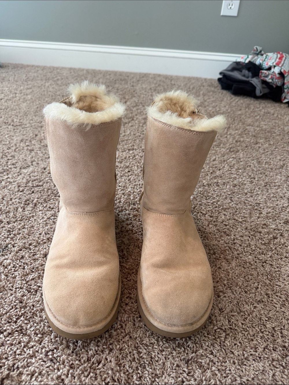 UGG Chestnut Shearling-Lined Short Suede Boots